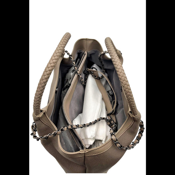 Gunas New York Canvas Double Handle Tote w/ Pouch Ruth Latte - Picture 4 of 4